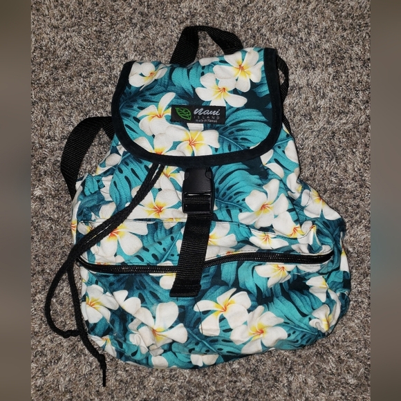 Nani Island | Made In Hawaii | Floral Backpack with Hibiscus Design Travel Bag - Picture 1 of 8